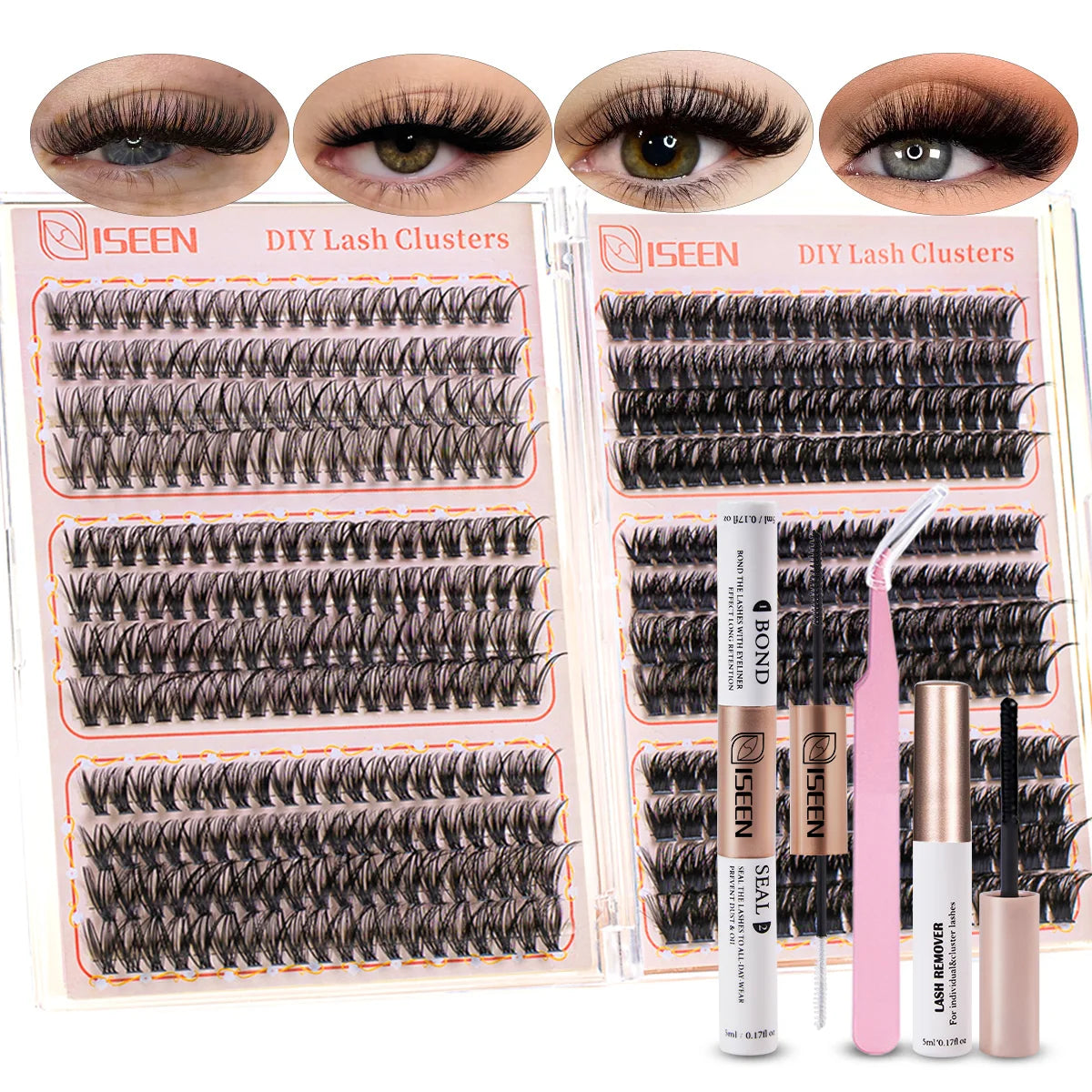 DIY Lash Extension Kit 30D40D50D60D80D100D Lash Clusters Kit Natural Look with Bond and Seal Lash Glue Remover Lash Tweezer NovaCart