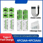 2025NEW Lithium-Ion Battery Type-C Rechargeable High-Capacity Battery AA&AAA Battery For remote control, mouse, electric toys Pi-Mart