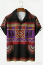 Men's New Linen Ethnic Tribal Style 3D Printed Shirt Hawaiian Tropical Breathable Comfortable Short-sleeved Lapel Clothes Men'S NovaCart