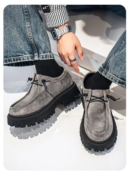 Men's Shoes 2025 Autumn New Style High-heel Thick-soled Loafers, Durable and Retro Casual Shoes, Everyday Street Trend Sneakers NovaCart