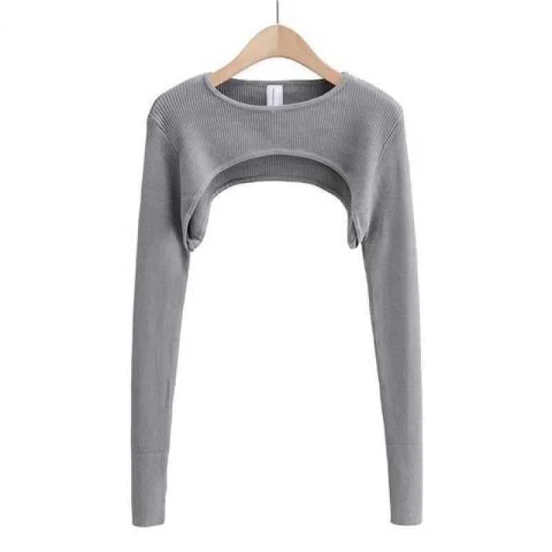 T-shirts Women Long Sleeve Crop Top Spring Autumn Y2k Aesthetic Clothes O-neck Black White Sexy Harajuku Knitted Tshirt 2023 NovaCart