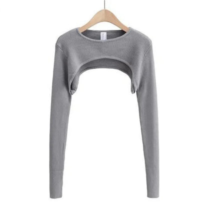 T-shirts Women Long Sleeve Crop Top Spring Autumn Y2k Aesthetic Clothes O-neck Black White Sexy Harajuku Knitted Tshirt 2023 NovaCart