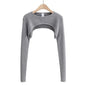 T-shirts Women Long Sleeve Crop Top Spring Autumn Y2k Aesthetic Clothes O-neck Black White Sexy Harajuku Knitted Tshirt 2023 NovaCart
