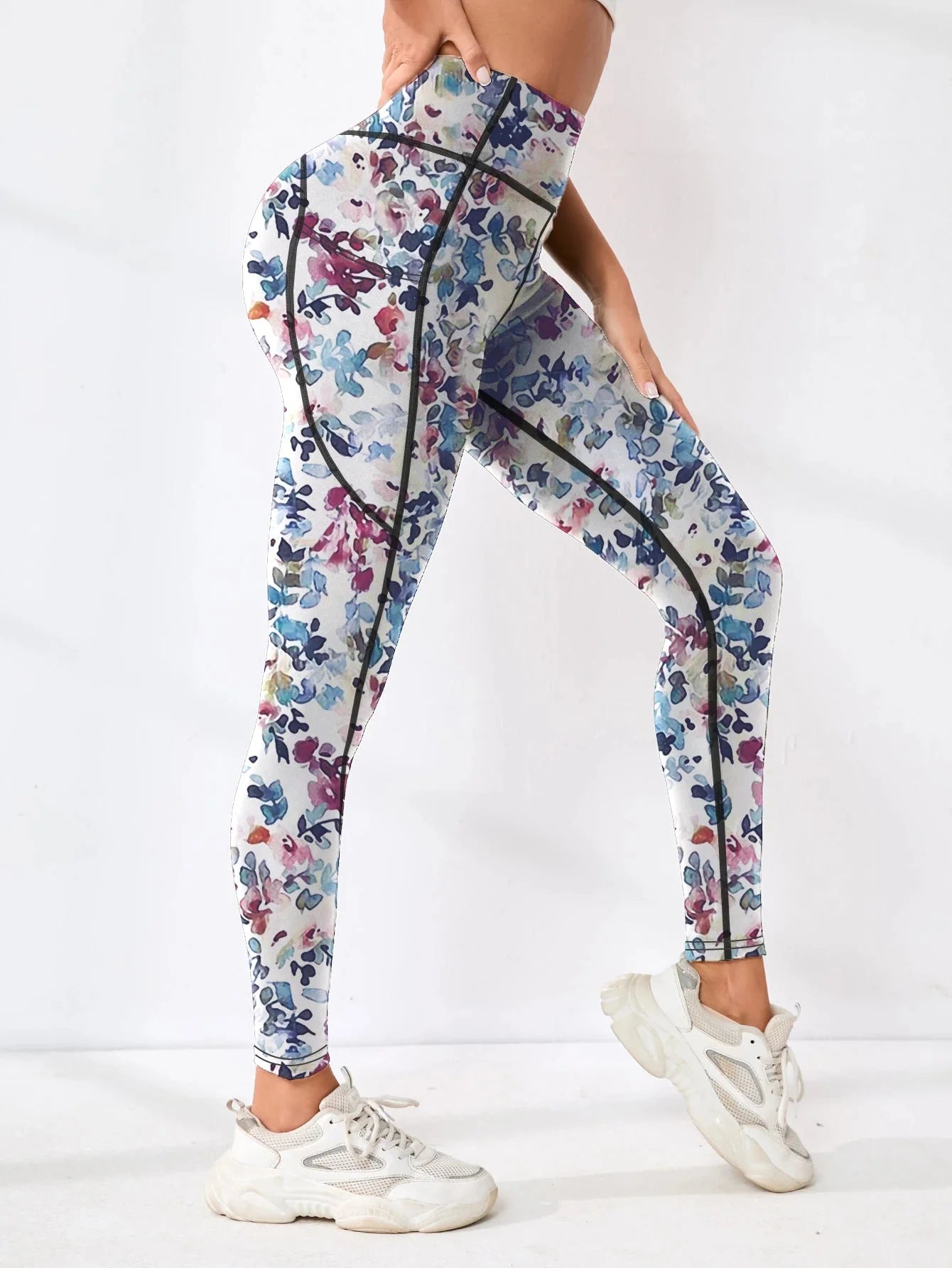 Printed High-Waist Pocket Fitness Pants Women FitiqueFit