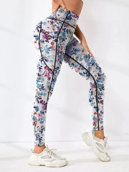 Printed High-Waist Pocket Fitness Pants Women FitiqueFit