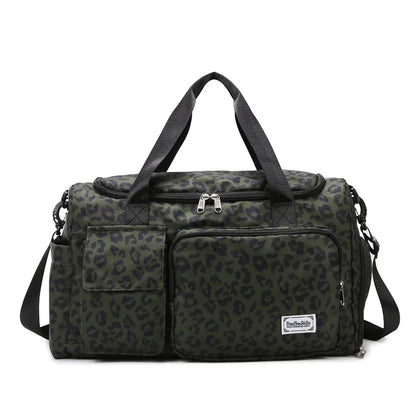 Classic Leopard Print Large Capacity Leisure Luggage Bag with Multiple Pockets and Shoe Compartment Sports Fitness Travel Bag NovaCart