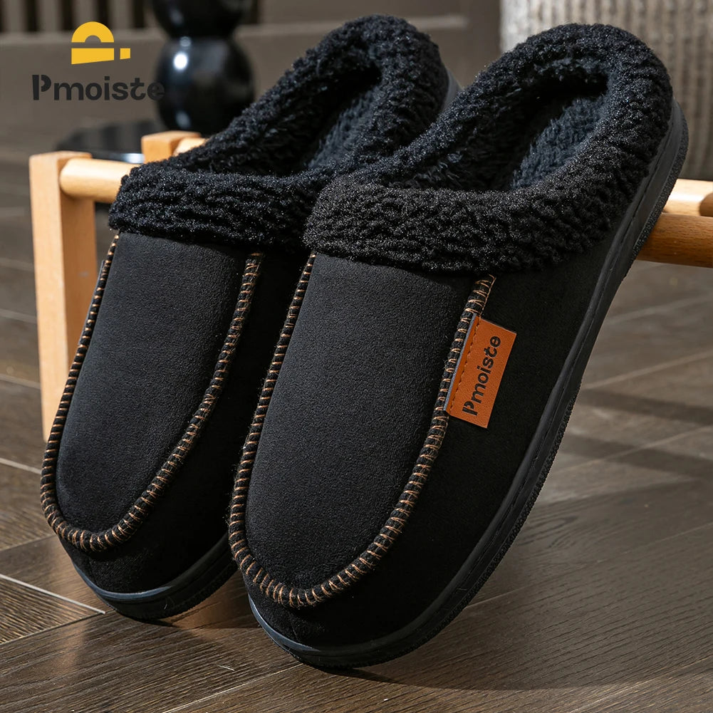 House Suede Slippers for Men TPR Sole Non Slip Durable Soft Warm Memory Foam Cushion Comfortable Living Room Shoes NovaCart