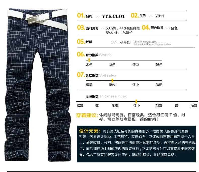 Checked pants for man Black Casual Pants Men Trousers Streetwear Mens linen Pants Slim Fit Male Plaid Pant men\'s Check Pants NovaCart