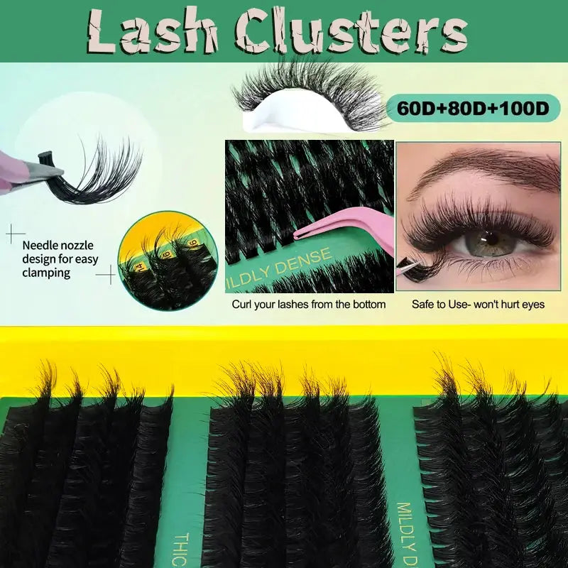60D80D100D Thick False Eyelashes with Mixed Length, D Curl Cat-Eye Style for a Fluffy And Dramatic Look Suitable for Beginners NovaCart