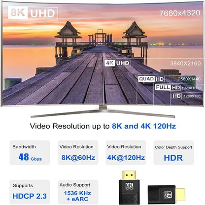 MIZIQIER 8K HDMI 2.1 Adapter 90 270 Degree Male to Female, 8k60Hz 4k120Hz,48Gbps,Compatible PS5/4, HDTV, Roku, TV Stick, PC Pi-Mart