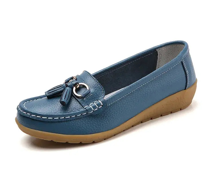 Women's Loafers White Shoes For Woman Genuine Leather Flats And Loafers Slip On Comfortable Woman Shoes Leather Women Moccasins NovaCart