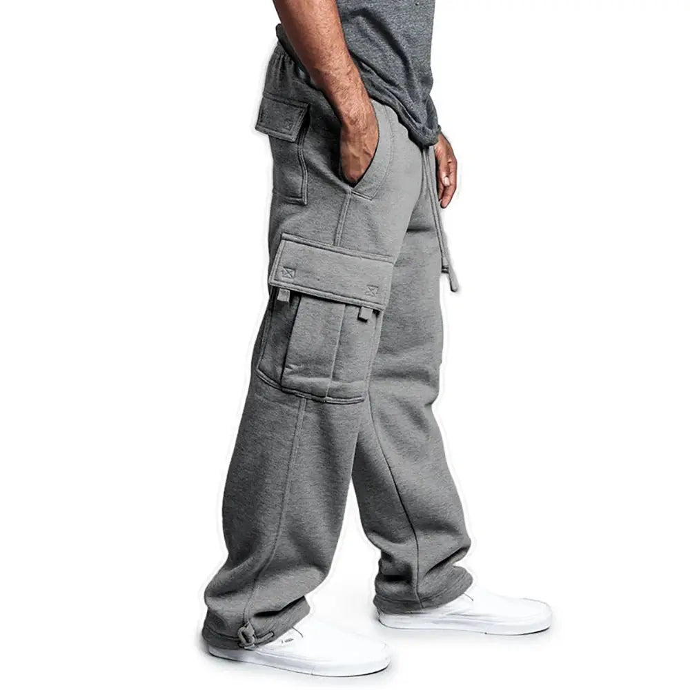 Mens Sweatpants Straight Fit Joggers for Sports and Streetwear Loose Oversized Drawstring Long Pants Men Multi-pocket Pants NovaCart