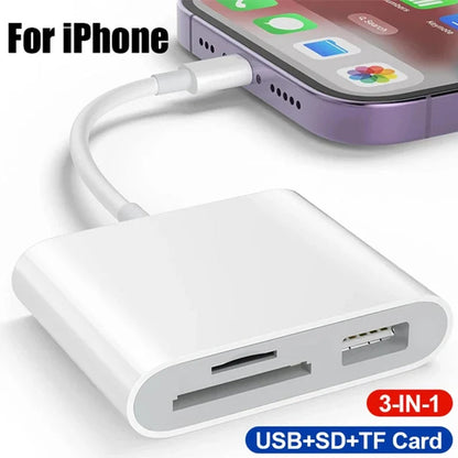 For IOS iPhone Macbook 3-in-1 Card Reader TF SD MemoryCard Reader OTG USB Adapter Pi-Mart