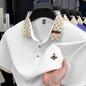 Personality letter jacquard lapel short sleeve T-shirt men high-end brand Little Bee embroidery fashion trend summer polo shirt NovaCart