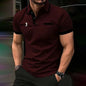 Spring Summer Men Clothes Short Sleeve Turn-down Collar Polo Shirt Fake Pocket Print Business Casual Polo Shirt Resilient Tops NovaCart