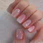 24Pcs Short Square Coffin False Nails Square Fake Nails with Glue French Glitter Wearable Acrylic Nails Set Press on Nail Tips NovaCart