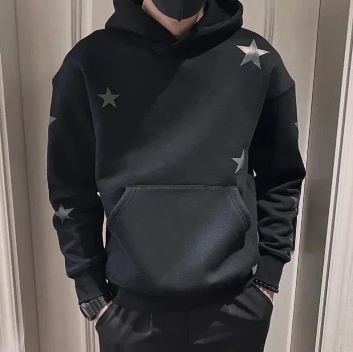 Hoodies Graphic Sweatshirt for Men Black Hip Hop Male Clothes Loose Luxury Aesthetic Emo 90s Vintage Simple Winter S Warm Hooded NovaCart