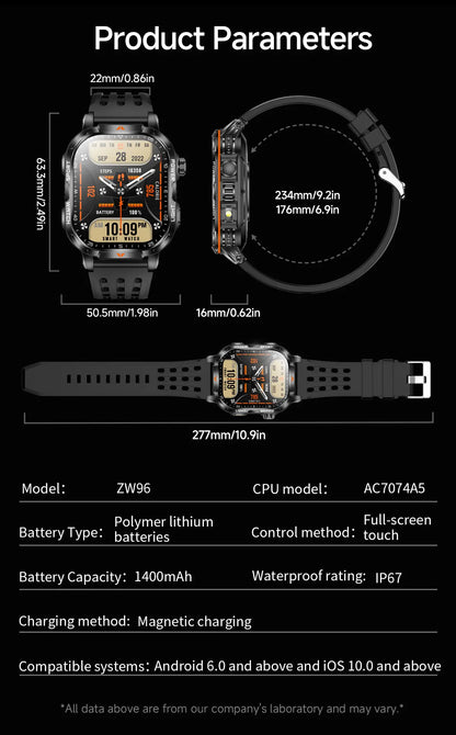 2026 New Men Sport Smart Watch 2.01" HD Screen Bluetooth Call 1400mAh Fitness Tracker Heart Rate/Sleep Monitor for Android IOS NovaCart