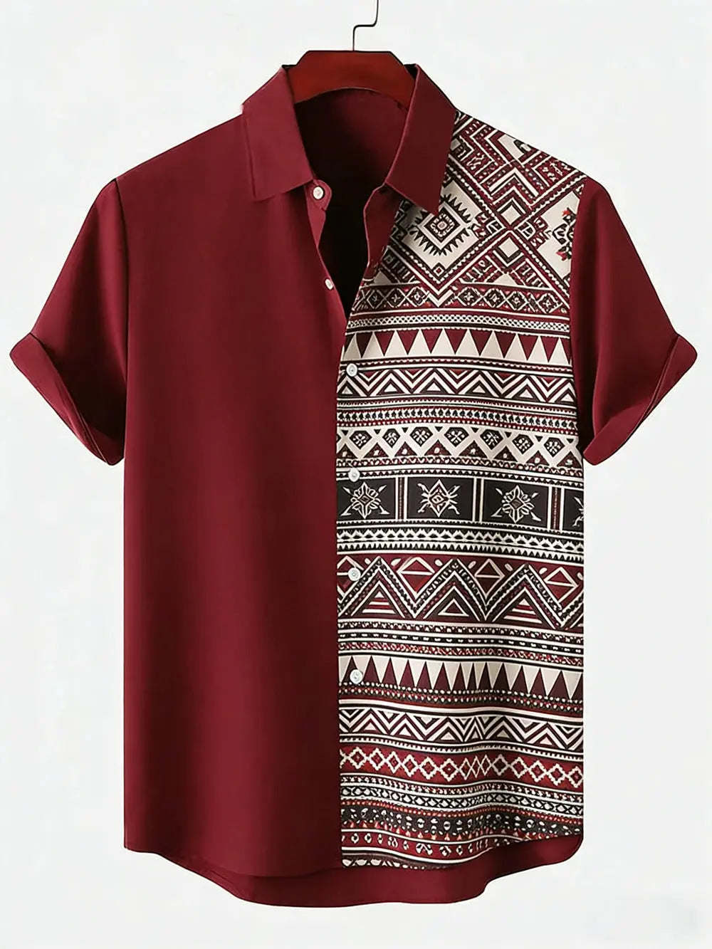 Men's New Linen Ethnic Tribal Style 3D Printed Shirt Hawaiian Tropical Breathable Comfortable Short-sleeved Lapel Clothes Men'S NovaCart
