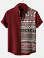 Men's New Linen Ethnic Tribal Style 3D Printed Shirt Hawaiian Tropical Breathable Comfortable Short-sleeved Lapel Clothes Men'S NovaCart