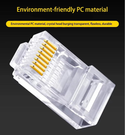 50 PCs RJ45 Connector Cat6 Connector Network Unshielded RJ45 Perforated Crystal Head Network Cable Pi-Mart