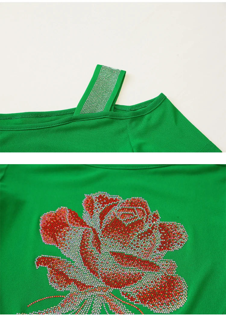M-3XL Summer European Women's Clothes High Quality T-Shirt Luxury Hot Diamonds Design Slim Tees Sexy Girls Streetwear Tops NovaCart