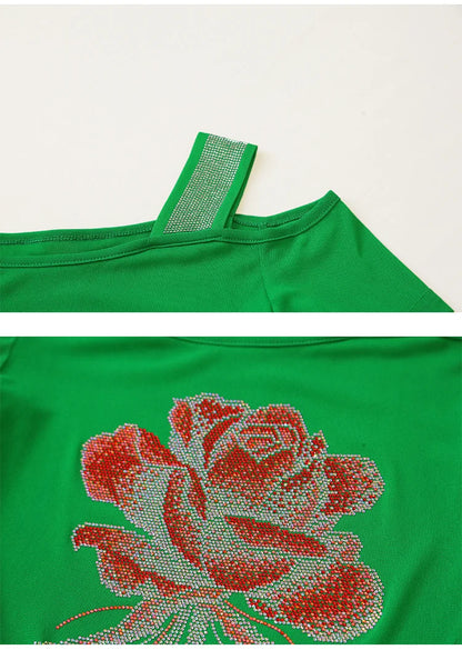 M-3XL Summer European Women's Clothes High Quality T-Shirt Luxury Hot Diamonds Design Slim Tees Sexy Girls Streetwear Tops NovaCart
