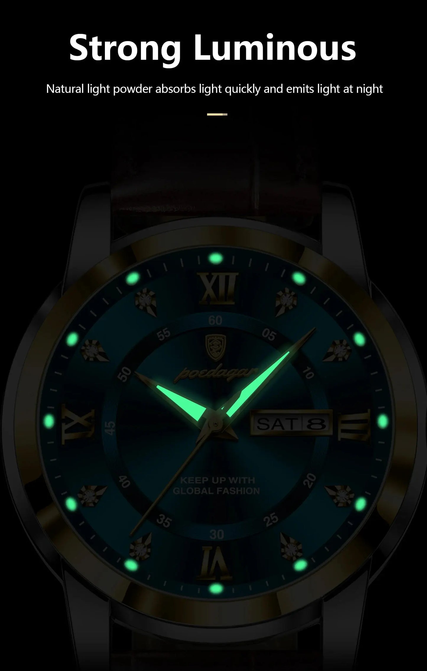 POEDAGAR Luxury Business Male Wristwatch Waterproof Luminous Leather Man Watch Date Week Sport Casual Men's Quartz Watches reloj NovaCart