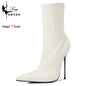 Knee-High Pointy Toe Women Boots 13cm Ultra Thin Steel High Heels Metal Heel Patent Leather Wide Calf Boots for Women Plus Size NovaCart