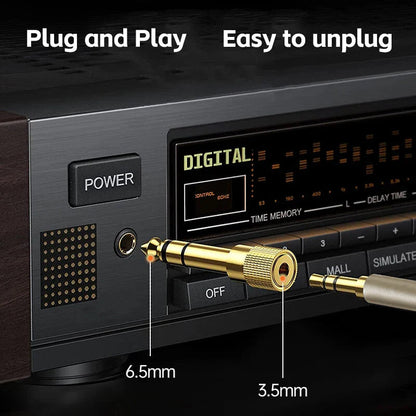 Jack 6.5 6.35mm Male Plug to 3.5mm Female Connector Gold Plating Headphone Microphone AUX Audio Plug Pi-Mart