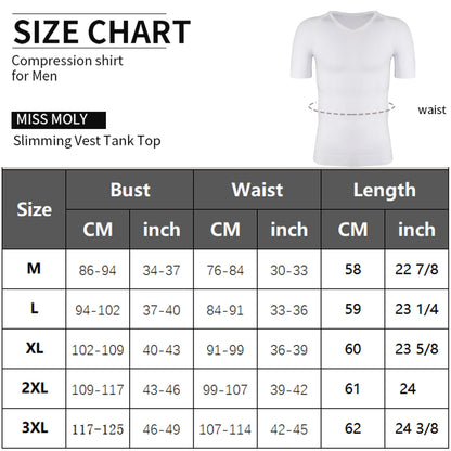 Men's Short Sleeve Compression T-Shirt V-neck Shapewear Tummy Control Flat Belly Tank Top Fitness Workout Slimming Body Shaper NovaCart