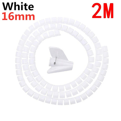 Flexible 2M 16/10mm Spiral Cable Wire Protector Tube Clip for Computer Cord Organizer Management Tools Protective Pi-Mart