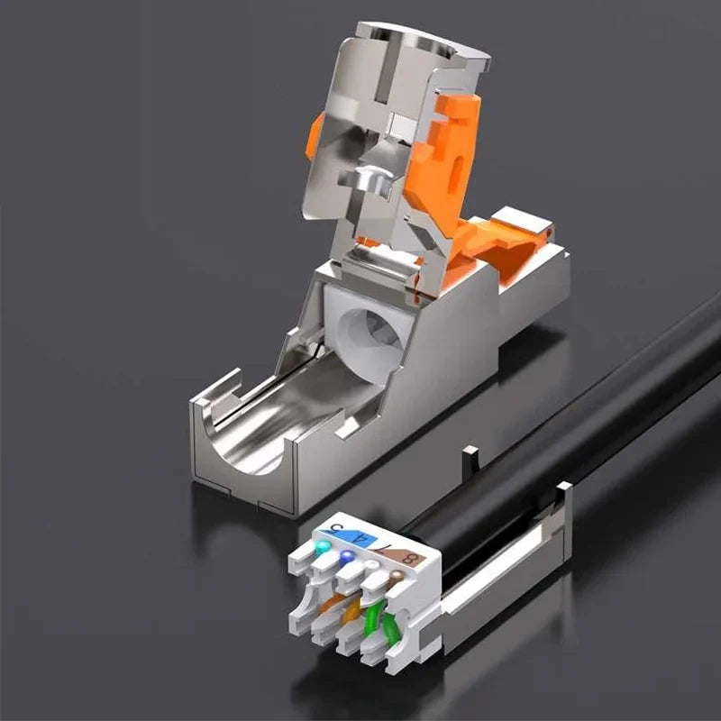 Clearance_RJ45 Cat8 Cat7 Cat6A Connectors Metal Tool Free Easy Termination Plug 2000MHz 40G LAN Cable 22AWG - 24AWG Reusable Eth Pi-Mart