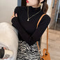 Pullover Long Sleeve Mock Neck Knitted Women Sweater