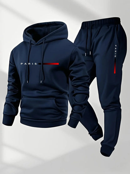 2025 letter printed sportswear set men's hooded sweatshirt long pants set spring and autumn winter warm suit NovaCart