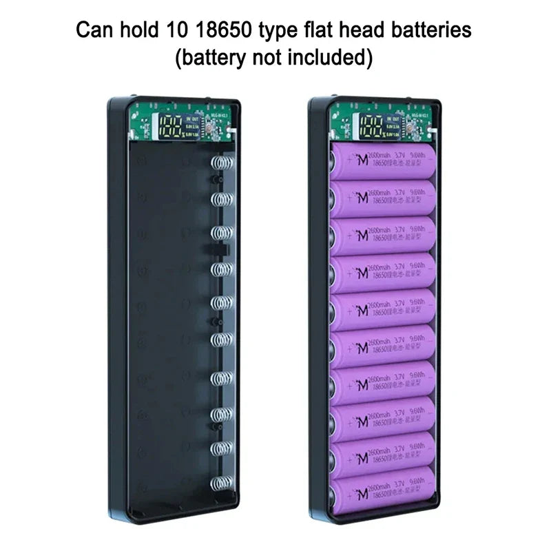 8/10*18650 Power Bank Battery Box Holder Portable Dual USB Type C Charge Shell for iPhone Xiaomi Huawei 18650 Battery Cases Pi-Mart