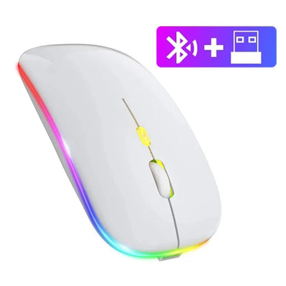 Dual Mode 2.4G Wireless Mouse Bluetooth Mouse RGB Backlit Gaming Mouse Rechargeable Mouse Ergonomic Mice for PC Laptop Tablet Pi-Mart