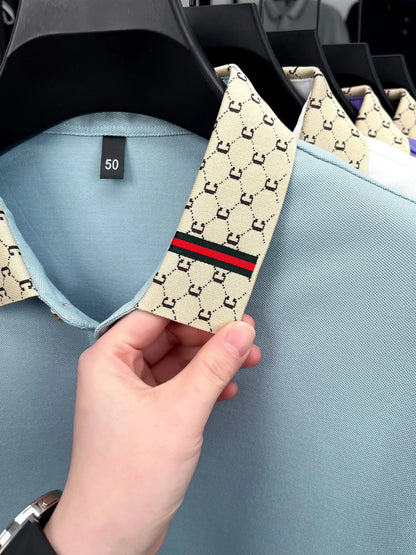 Personality letter jacquard lapel short sleeve T-shirt men high-end brand Little Bee embroidery fashion trend summer polo shirt NovaCart