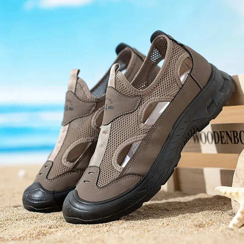 2025 Summer Men's Sandals New Hollow Breathable Beach Shoes Ultra Light Anti Slip Summer Casual Shoes Walking Shoes NovaCart