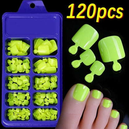 120pcs/Box French Tip Press-On Toenails Pink Color System Square Shape Foot Nails Short Length Glossy Finish False Toe Nails Set NovaCart