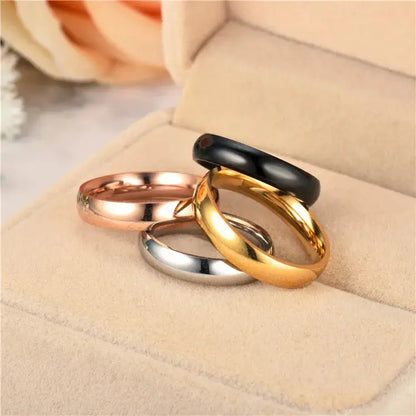 Simple 4mm 6mm Titanium Ring Women Men Prevent Allergy High Polished Wedding Rings Stainless Steel Couple Finger Jewelry Gifts NovaCart