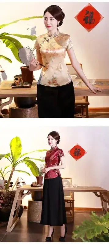 Elegant Ethnic Style Streetwear Cheongsam Qipao Tees Fashion Clothes Tshirts Vintage Shirts for Women Y2k Tops Women Clothing NovaCart