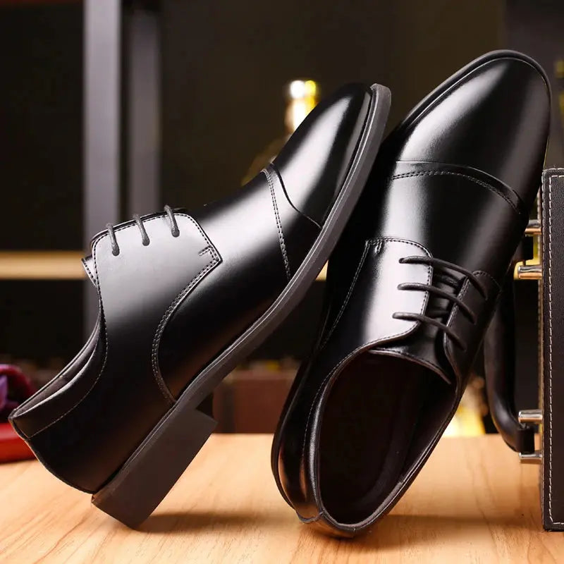 Flat / 6CM Genuine Leather Men Formal Elevator Shoes Wedding Business Height Increase Lift Shoes Invisible Summer Hollow Wedding NovaCart