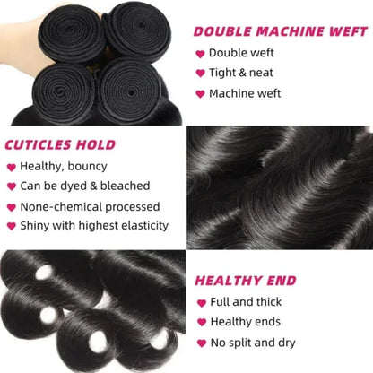 42 Inch Body Wave Bundles Human Hair Natural Black Brazilian Virgin Hair Weave 12A 100% Unprocessed Real Human Hair Extensisons NovaCart