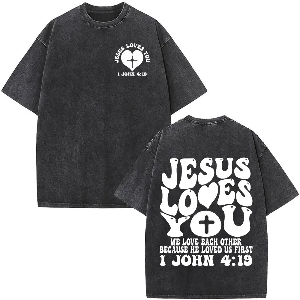Christian Jesus Faith Over Fear Bible Verse Washed T-shirts Men Women Fashion Vintage Oversized T Shirts Harajuku Cotton T-shirt NovaCart