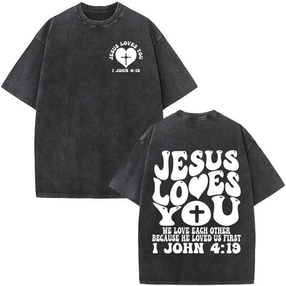 Christian Jesus Faith Over Fear Bible Verse Washed T-shirts Men Women Fashion Vintage Oversized T Shirts Harajuku Cotton T-shirt NovaCart