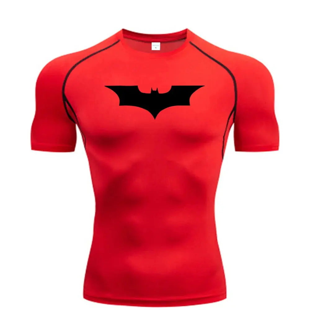 Bat Printed Men's Tight T-Shirt Running Compression Compression T Shirt Gym Fitness Jogging Short Sleeve Male Casual Shirt Tops NovaCart