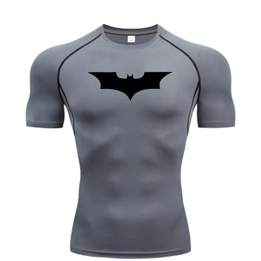 Bat Printed Men's Tight T-Shirt Running Compression Compression T Shirt Gym Fitness Jogging Short Sleeve Male Casual Shirt Tops NovaCart