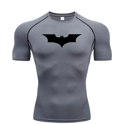 Bat Printed Men's Tight T-Shirt Running Compression Compression T Shirt Gym Fitness Jogging Short Sleeve Male Casual Shirt Tops NovaCart