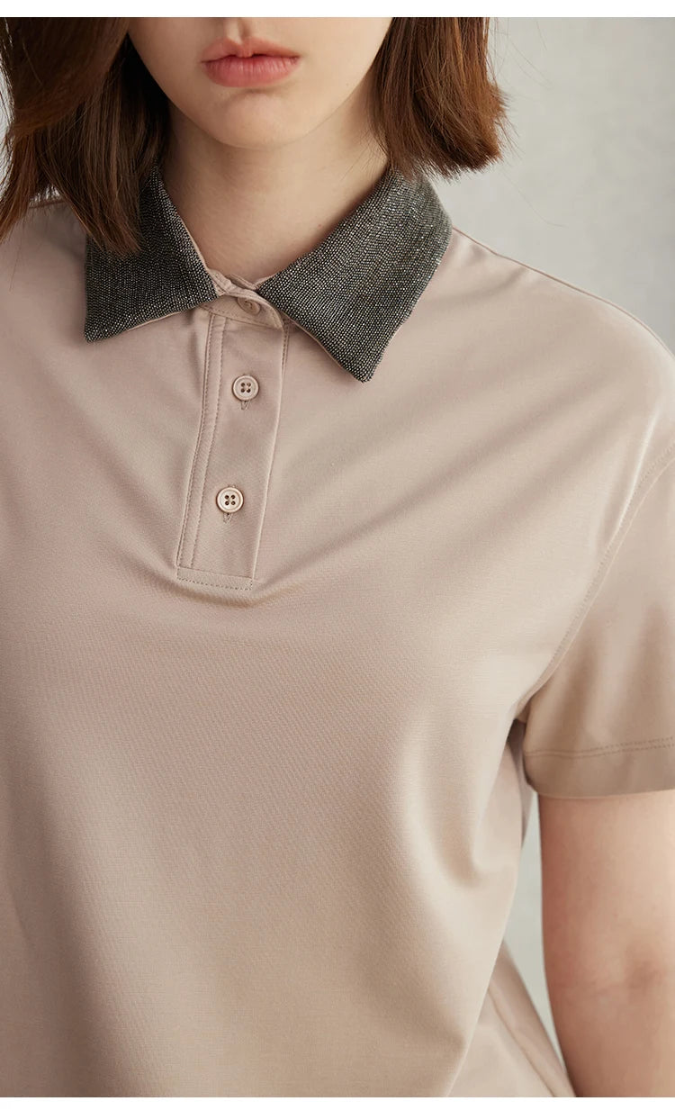 K2067L Luxury Brand Women's Clothing Shirt Collar Pima Cotton Summer Short Sleeved T-Shirt ladies clothes NovaCart